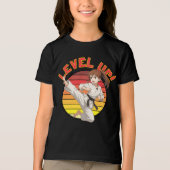 Anime Karate Girl On Retro Sunset Template Tri-Blend Shirt (Voorkant)