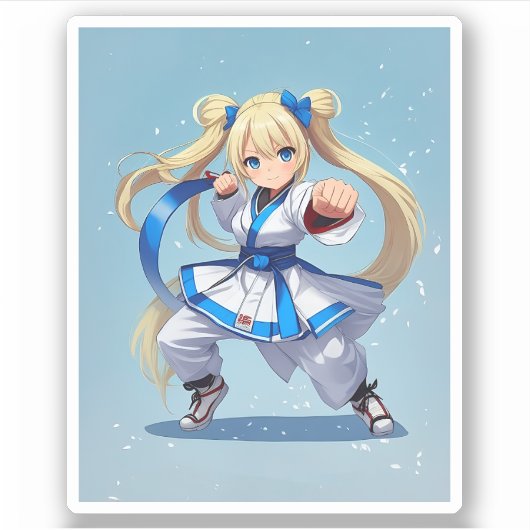 Anime Karate Meisje Sticker (Voorkant)