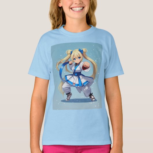 Anime Karate Meisje T-shirt (Voorkant)