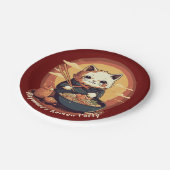 Anime Kat Eating Ramen Noedels Verjaardagsfeestje Papieren Bordje (Gekanteld)