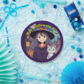 Anime kat en heks papieren bordje (Feest)
