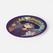 Anime kat en heks papieren bordje (Gekanteld)