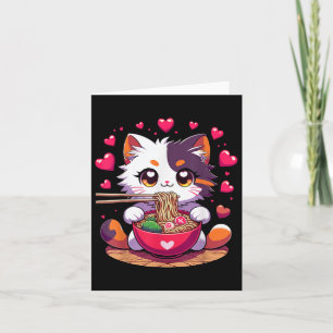 Anime Kat Eten Ramen Noedels Met Harten Valenti Kaart