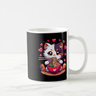 Anime Kat Eten Ramen Noedels Met Harten Valenti Koffiemok