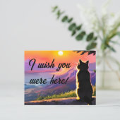 Anime-kat in zonsondergang briefkaart (Staand voorkant)