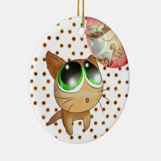 Anime Kat Keramisch Ornament (Rechts)