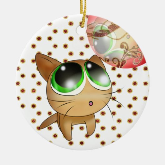 Anime Kat Keramisch Ornament (Voorkant)