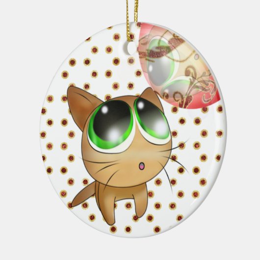 Anime Kat Keramisch Ornament (Links)