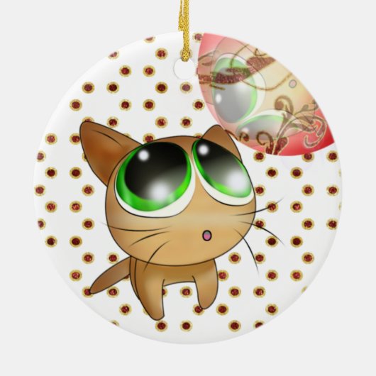Anime Kat Keramisch Ornament (Achterkant)