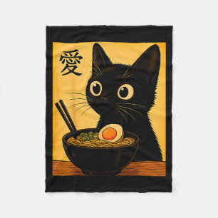 Anime Kat Ramen Japanse Grappige Grafische T-shirt Fleece Deken