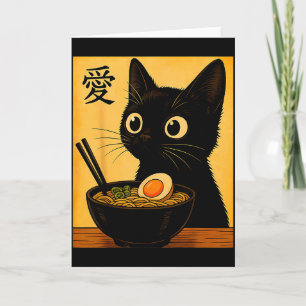 Anime Kat Ramen Japanse Grappige Grafische T-shirt Kaart