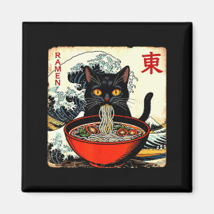 Anime Kat Ramen Japanse Grappige Grafische T-shirt Magneet