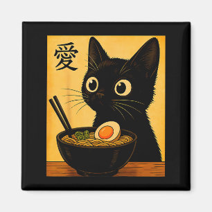 Anime Kat Ramen Japanse Grappige Grafische T-shirt Magneet