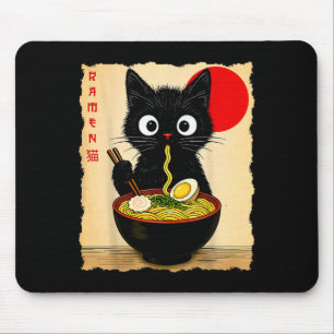 Anime Kat Ramen Japanse Grappige Kat Grafische T-s Muismat