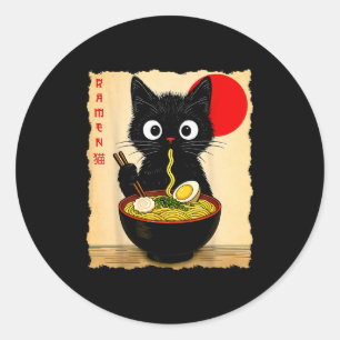 Anime Kat Ramen Japanse Grappige Kat Grafische T-s Ronde Sticker