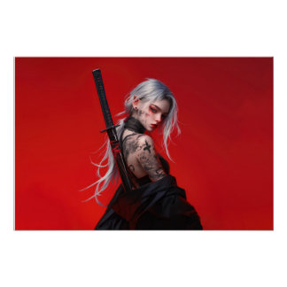 Anime Katana Krijger Glanzende Poster