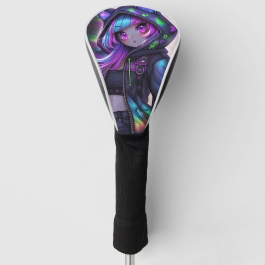Anime Katgirl Nachtglans Golfheadcover (Voorkant)