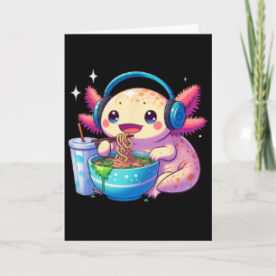 Anime Kawaii Axolotl Eet Ramen Noedels Kids Tee Kaart
