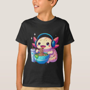 Anime Kawaii Axolotl Eet Ramen Noedels Kinderen T- T-shirt