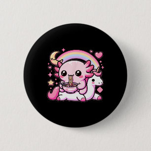 Anime Kawaii Axolotl Eten Ramen Noedels Kinder T-s Ronde Button 5,7 Cm