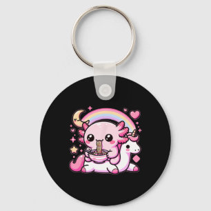 Anime Kawaii Axolotl Eten Ramen Noedels Kinder T-s Sleutelhanger