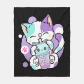 Anime Kawaii Cat Boba Fleece Deken (Voorkant)
