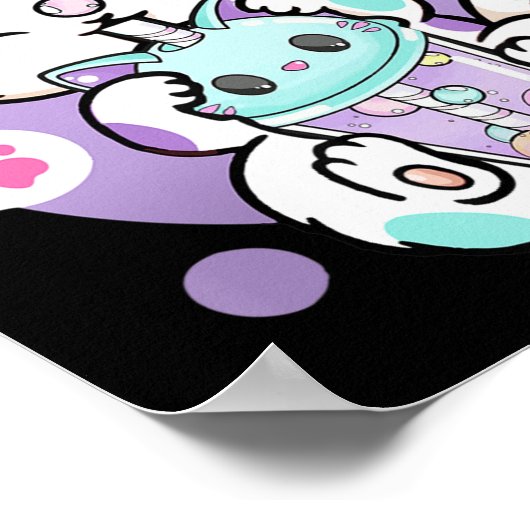 Anime Kawaii Cat Boba Poster (Hoek)