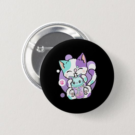 Anime Kawaii Cat Boba Ronde Button 5,7 Cm (Voorkant /achterkant)