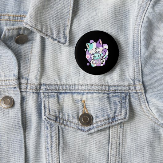 Anime Kawaii Cat Boba Ronde Button 5,7 Cm (In situ)