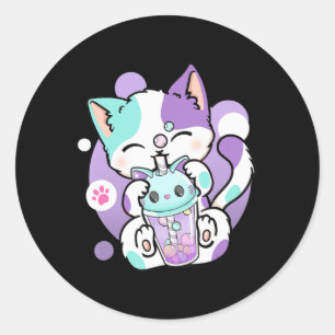 Anime Kawaii Cat Boba Ronde Sticker