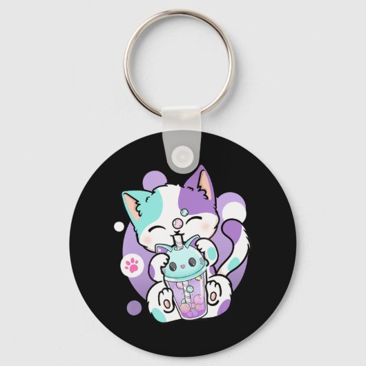 Anime Kawaii Cat Boba Sleutelhanger (Voorkant)
