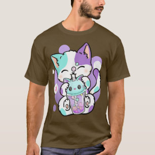 Anime Kawaii Cat Boba T-shirt
