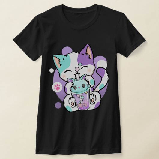 Anime Kawaii Cat Boba T-shirt (Laagn)