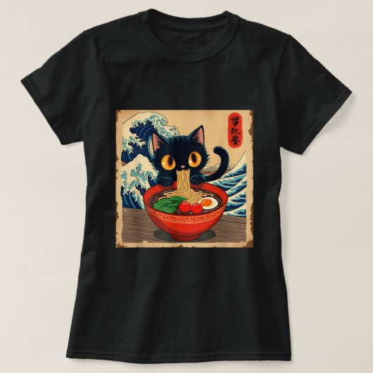 Anime Kawaii Cat Ramen Japanse Vibes T-shirt (Design voorkant)