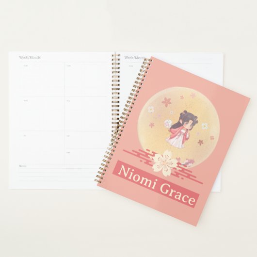 Anime Kawaii Girl Coral Cream Planner (Display)