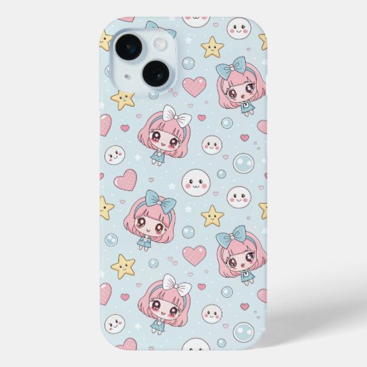 Anime Kawaii in Pastel Colors with Hearts and Star Case-Mate iPhone Case (Achterkant)