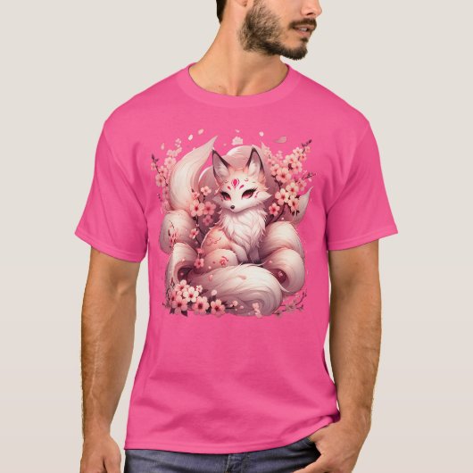 Anime Kawaii Kitsune Fox Japanse Negen staart Magi T-shirt (Voorkant)