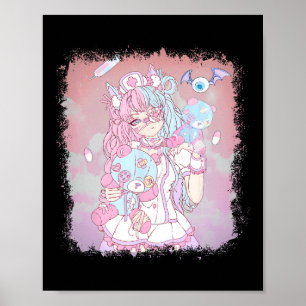 Anime Kawaii Meisje Esthetische Pastelzachte Waifu Poster