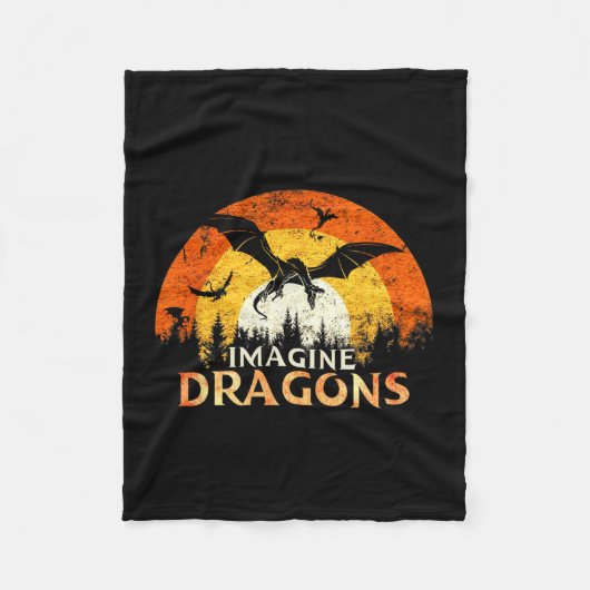 Anime Kawaii Mythical Fantasy Dragons Imagine Vint Fleece Deken (Voorkant)