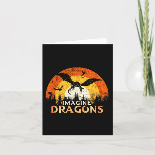 Anime Kawaii Mythical Fantasy Dragons Imagine Vint Kaart (Voorkant)