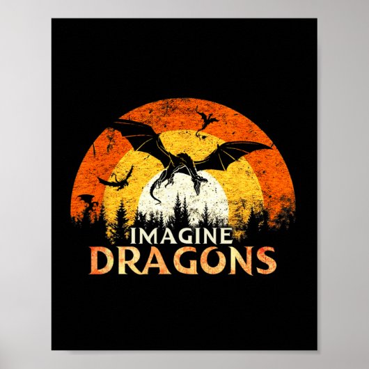 Anime Kawaii Mythical Fantasy Dragons Imagine Vint Poster (Voorkant)