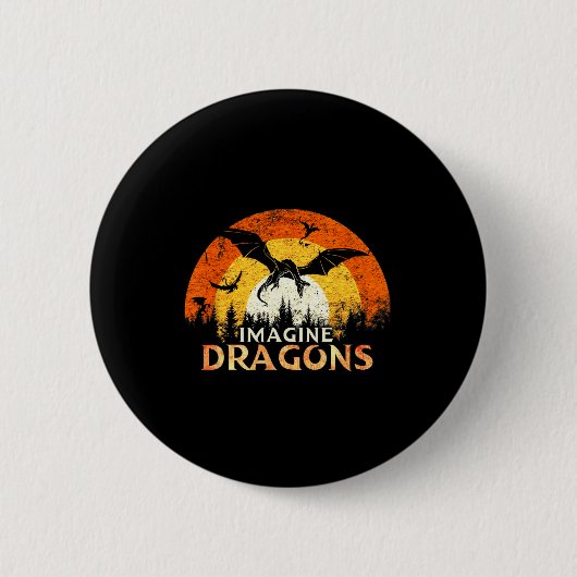 Anime Kawaii Mythical Fantasy Dragons Imagine Vint Ronde Button 5,7 Cm (Voorkant)