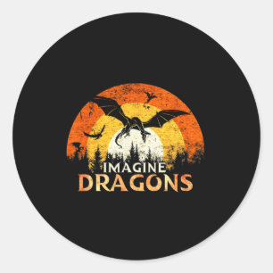 Anime Kawaii Mythical Fantasy Dragons Imagine Vint Ronde Sticker