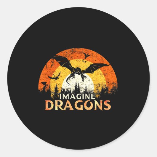 Anime Kawaii Mythical Fantasy Dragons Imagine Vint Ronde Sticker (Voorkant)