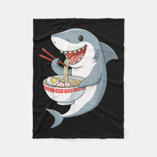 Anime Kawaii Shark Eating Ramen Noodle Gifts Manne Fleece Deken