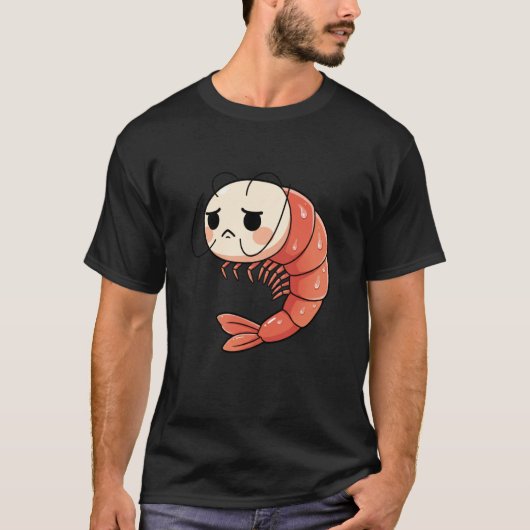 Anime Kawaii Shrimp Chibi, Cute Grumpy Shrimp Mang T-shirt (Voorkant)