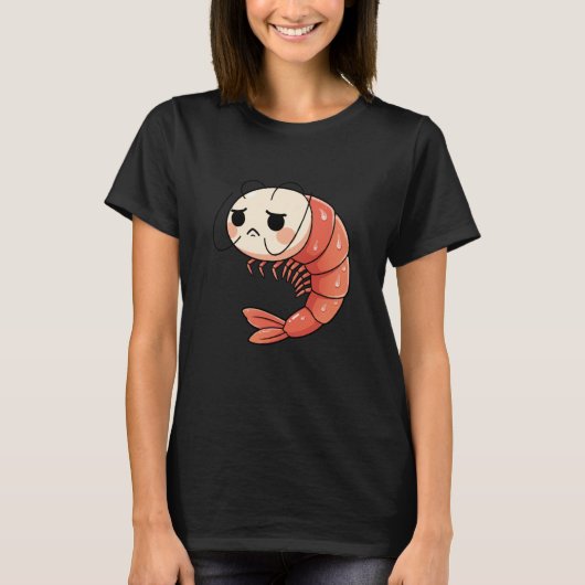 Anime Kawaii Shrimp Chibi, Cute Grumpy Shrimp Mang T-shirt (Voorkant)