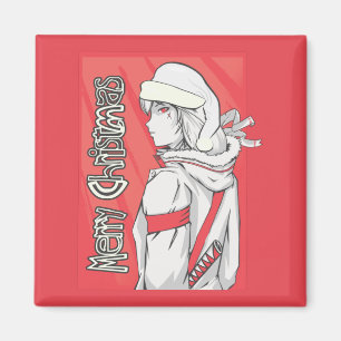 Anime kerst_sweater, Xmas Cute Girl Magneet