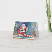 Anime Kerstman doet yoga Feestdagen Kaart (Voorkant)