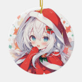 Anime Kerstornament, Anime Kerstcadeau Keramisch Ornament (Voorkant)